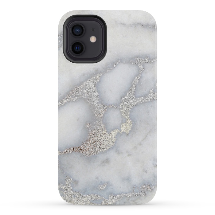 iPhone 12 mini StrongFit Luxury Silver Metal Foil on Marble by  Utart