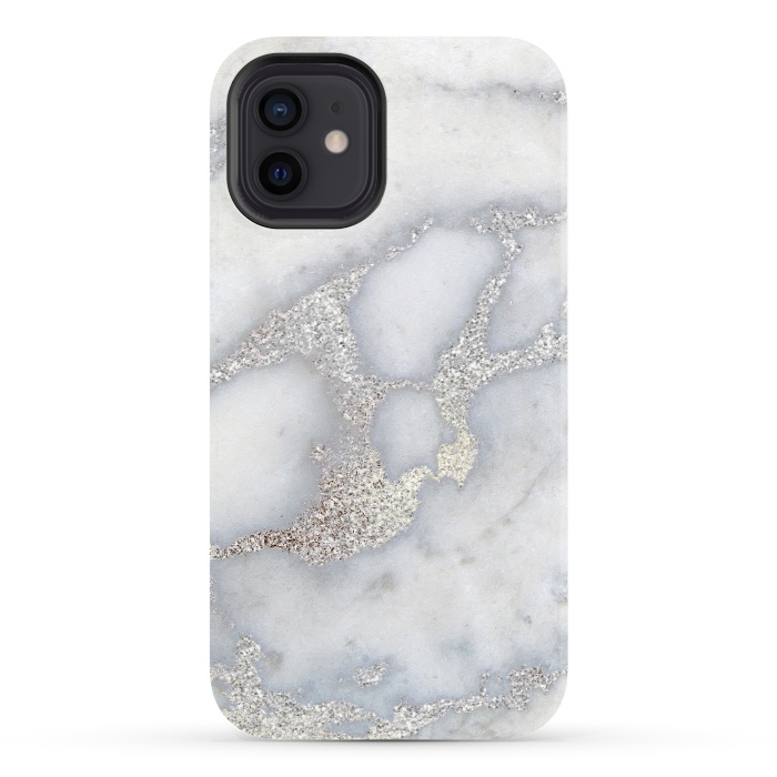 iPhone 12 StrongFit Luxury Silver Metal Foil on Marble by  Utart