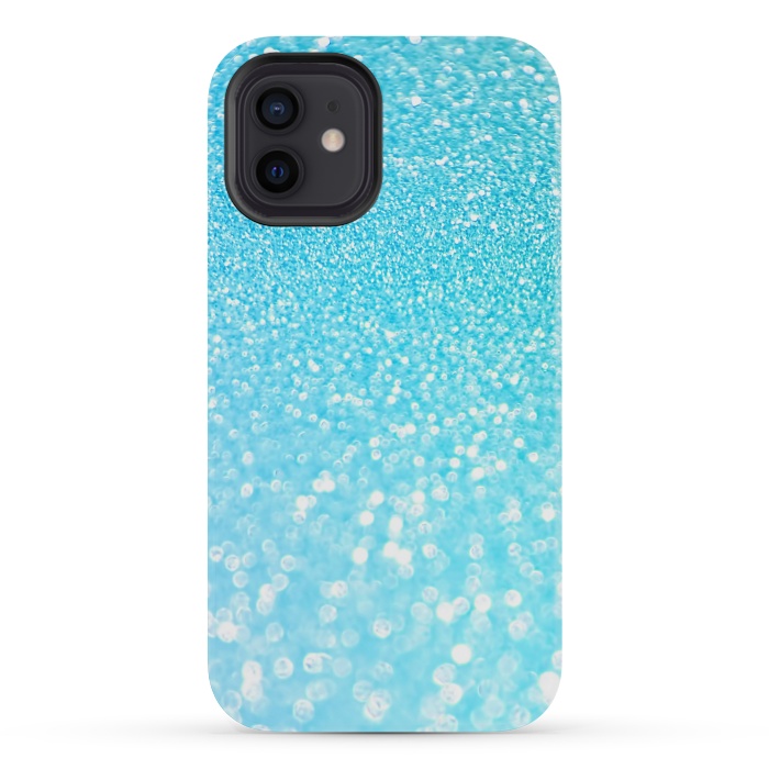 iPhone 12 mini StrongFit Sky Blue Faux Glitter by  Utart