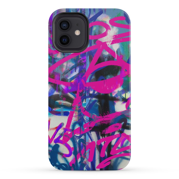 iPhone 12 mini StrongFit Grafitti Writing Pink Blue by Andrea Haase