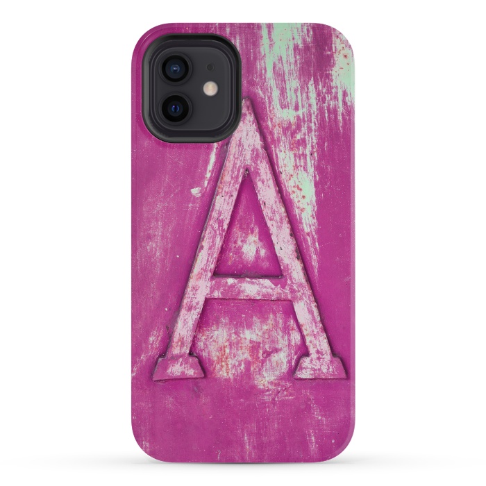iPhone 12 mini StrongFit Grunge Style Pink Letter A by Andrea Haase