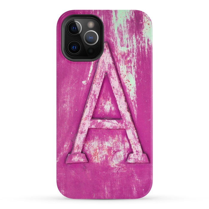 iPhone 12 Pro StrongFit Grunge Style Pink Letter A by Andrea Haase