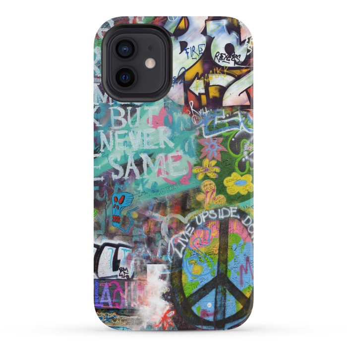 iPhone 12 mini StrongFit Graffiti Text And Peace Sign by Andrea Haase