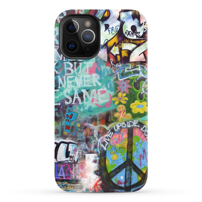iPhone 12 Pro StrongFit Graffiti Text And Peace Sign by Andrea Haase