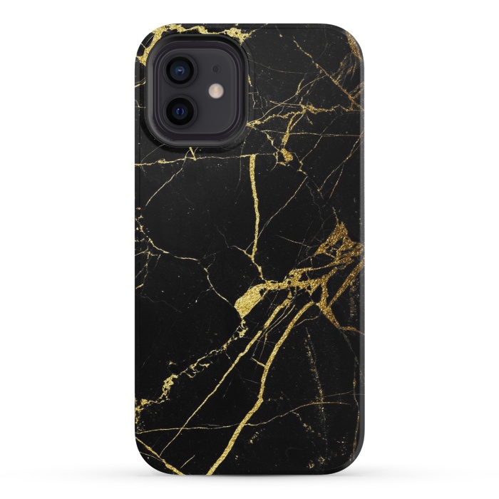 iPhone 12 mini StrongFit  Black-Gold Marble Impress by ''CVogiatzi.