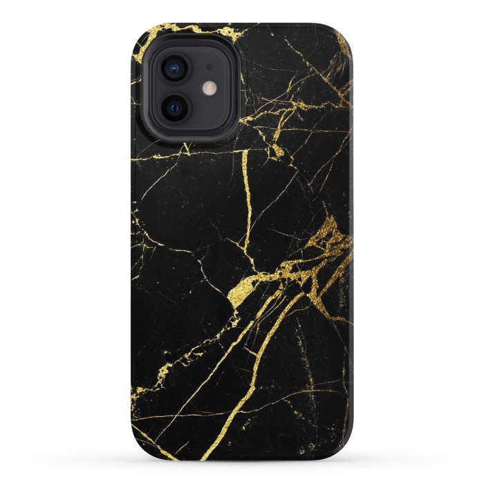 iPhone 12 StrongFit  Black-Gold Marble Impress by ''CVogiatzi.