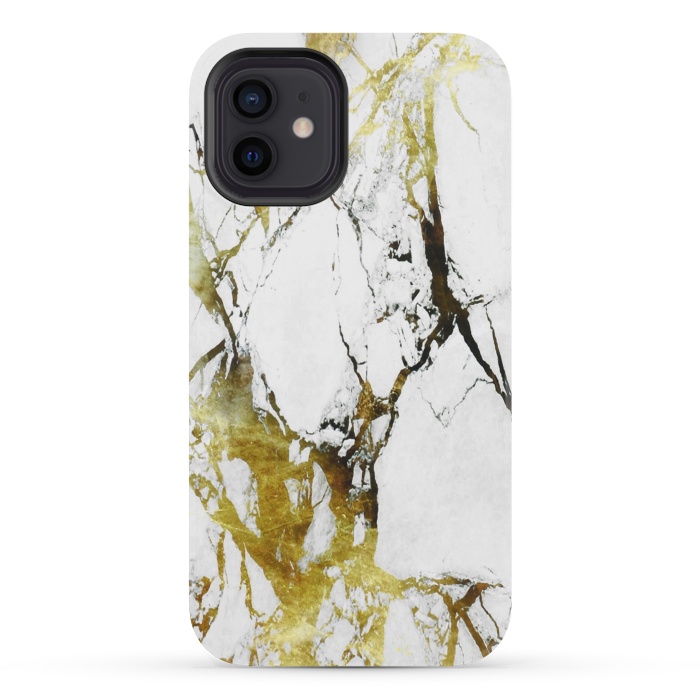 iPhone 12 mini StrongFit Gold-White Marble Impress by ''CVogiatzi.