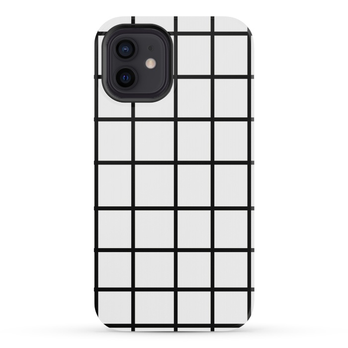iPhone 12 mini StrongFit Grid White & Black by ''CVogiatzi.