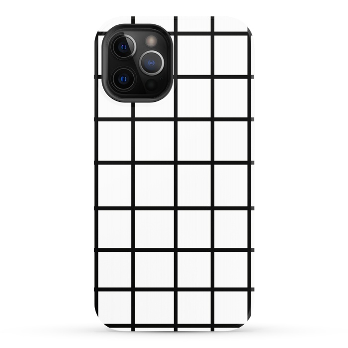iPhone 12 Pro StrongFit Grid White & Black by ''CVogiatzi.