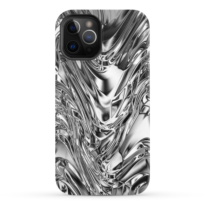 iPhone 12 Pro StrongFit Silver Aluminium Molten Metal Digital Texture by BluedarkArt