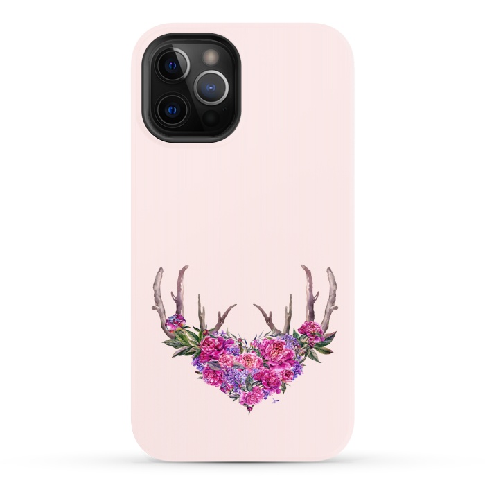 iPhone 12 Pro StrongFit Bohemian Watercolor Illustration - Heart and Antler by  Utart