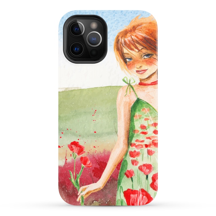 iPhone 12 Pro StrongFit Summer Girl in Poppy field by  Utart