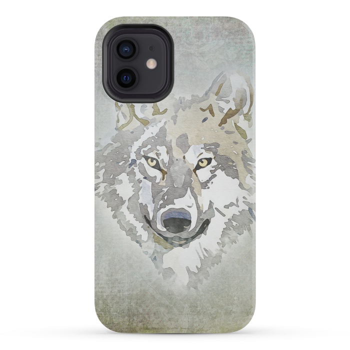 iPhone 12 mini StrongFit Wolf Head Watercolor Art 2 by Andrea Haase