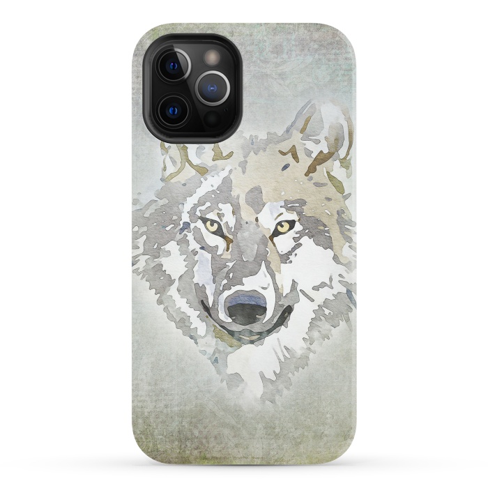 iPhone 12 Pro StrongFit Wolf Head Watercolor Art 2 by Andrea Haase