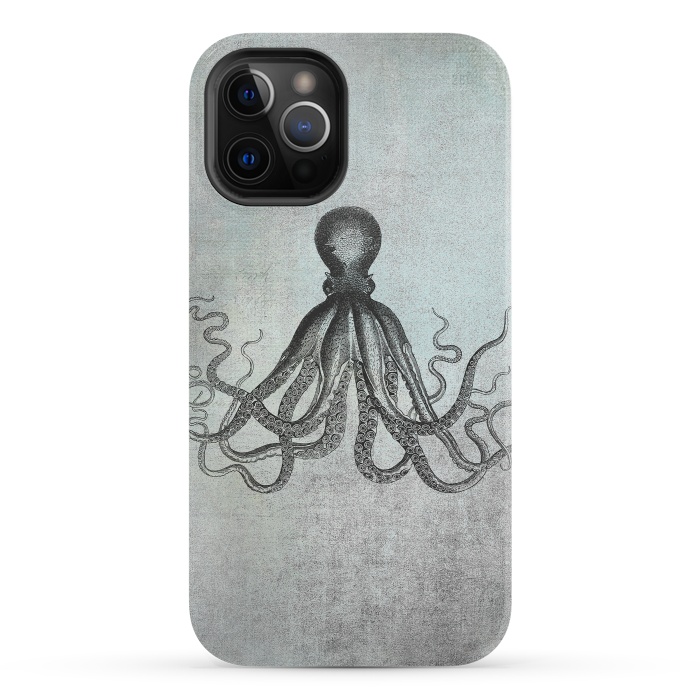 iPhone 12 Pro StrongFit Octopus Vintage Art by Andrea Haase