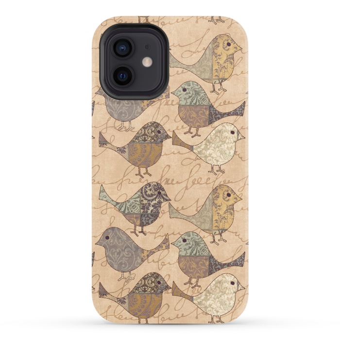 iPhone 12 StrongFit Patchwork Bird Pattern by Andrea Haase