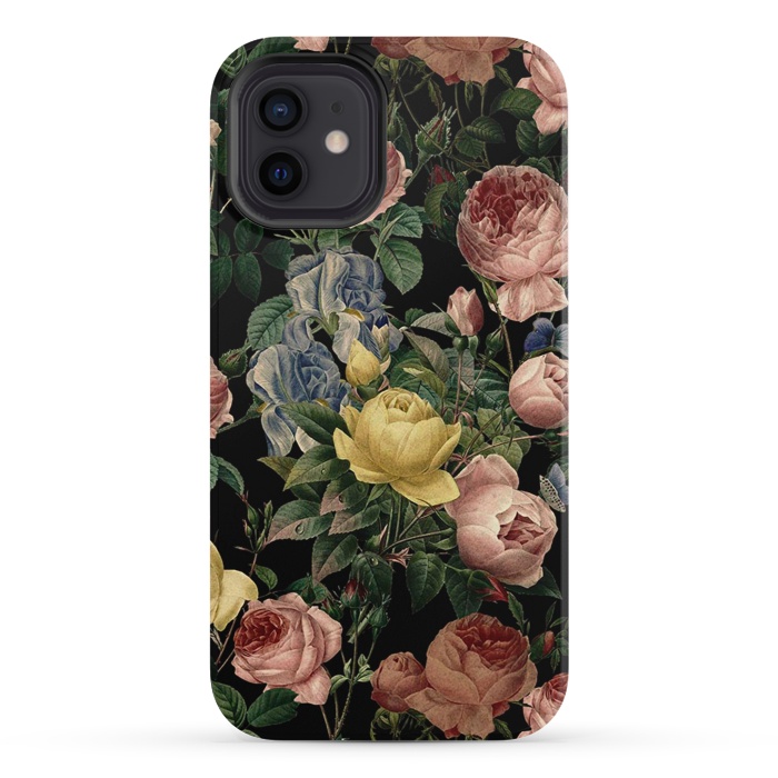 iPhone 12 StrongFit Victorian Vintage Roses on Black by  Utart