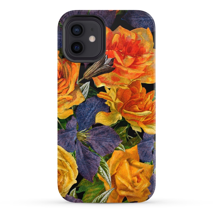 iPhone 12 StrongFit Clematis and Yellow Vintage Roses by  Utart