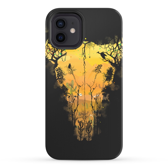 iPhone 12 StrongFit Dark Desert Cow Skull by Sitchko