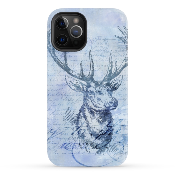 iPhone 12 Pro StrongFit Blue Nostalgic Deer by Andrea Haase
