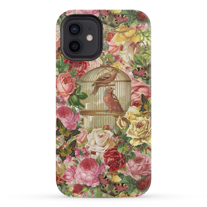 iPhone 12 mini StrongFit Vintage Bird Cage and Flowers by Andrea Haase