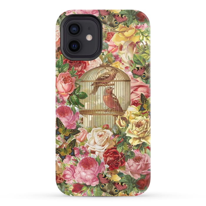iPhone 12 StrongFit Vintage Bird Cage and Flowers by Andrea Haase