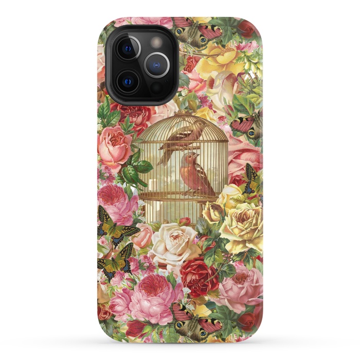 iPhone 12 Pro StrongFit Vintage Bird Cage and Flowers by Andrea Haase