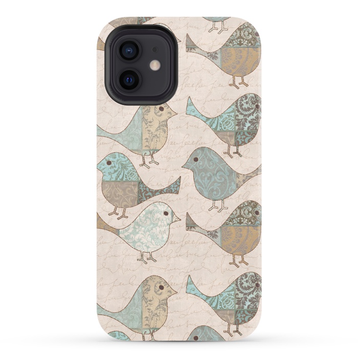 iPhone 12 StrongFit Cute Patchwork Birds by Andrea Haase