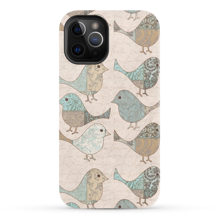 iPhone 12 Pro StrongFit Cute Patchwork Birds by Andrea Haase