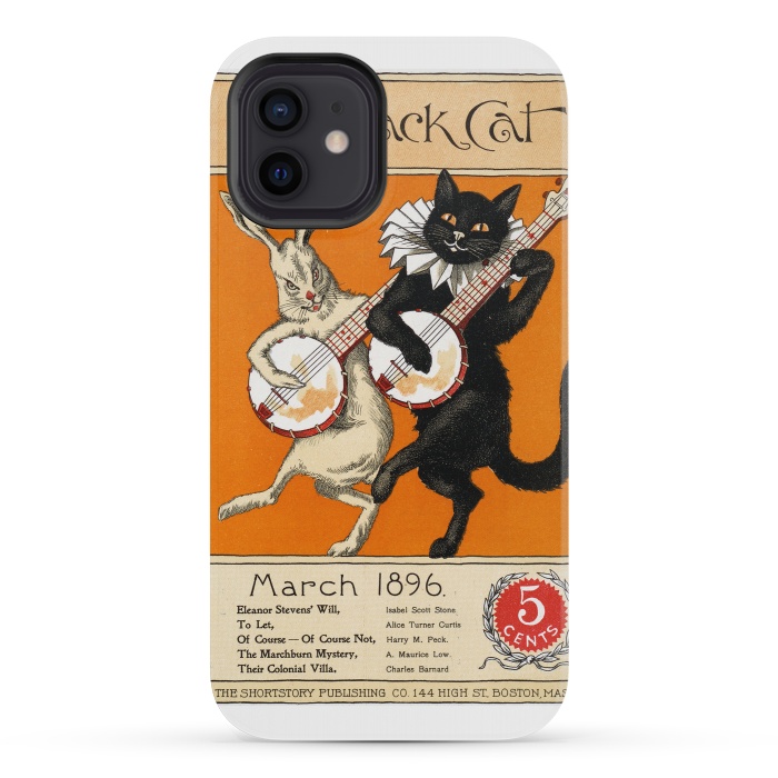 iPhone 12 mini StrongFit Cat And Rabbit Vintage Poster by Andrea Haase
