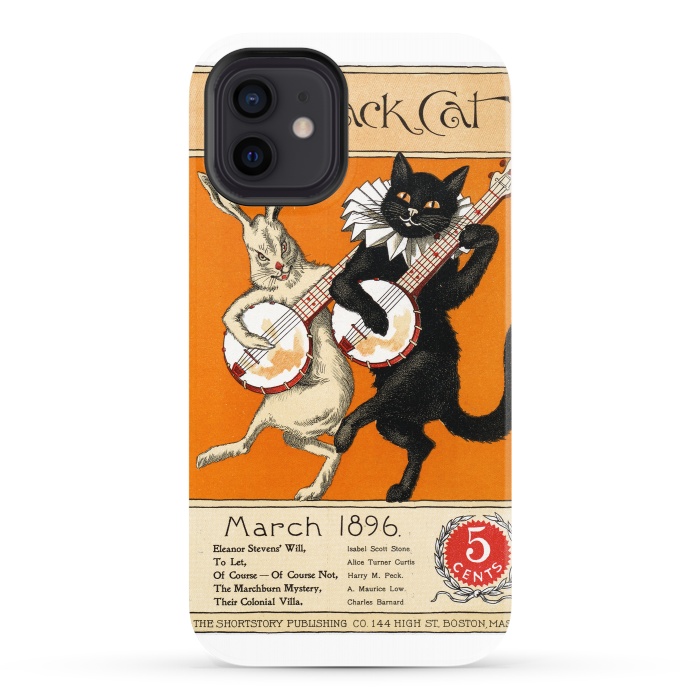 iPhone 12 StrongFit Cat And Rabbit Vintage Poster by Andrea Haase