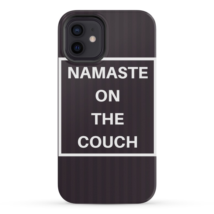 iPhone 12 mini StrongFit namaste on the couch by MALLIKA