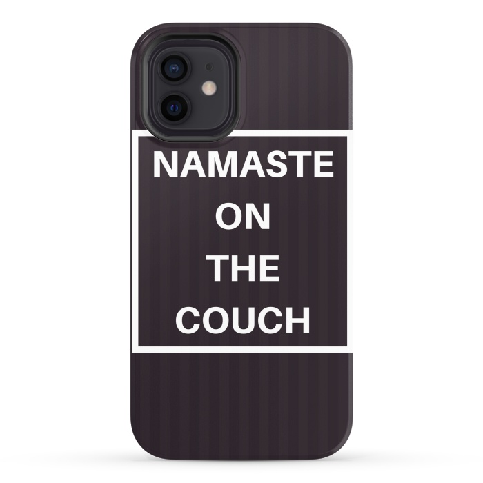 iPhone 12 StrongFit namaste on the couch by MALLIKA