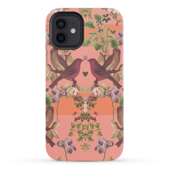 iPhone 12 mini StrongFit Vintage Botanic (Pink) by Zala Farah