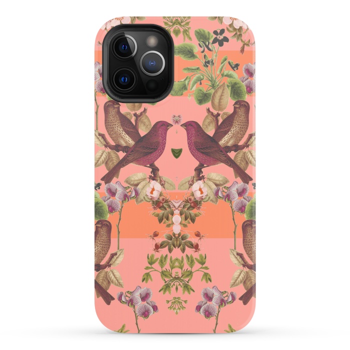 iPhone 12 Pro StrongFit Vintage Botanic (Pink) by Zala Farah