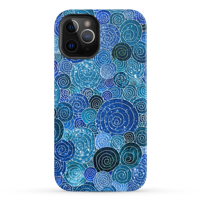 iPhone 12 Pro StrongFit Blue Abstract Metal Dots and Circles by  Utart