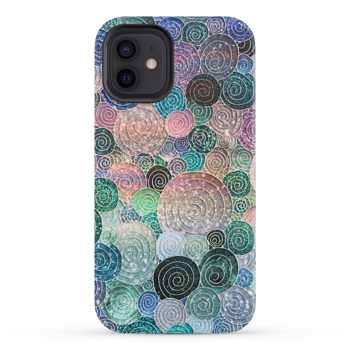 iPhone 12 mini StrongFit Multicolor Trendy Dots and Circles  by  Utart
