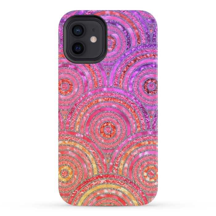 iPhone 12 mini StrongFit Multicolor Pink Gold Circles  by  Utart