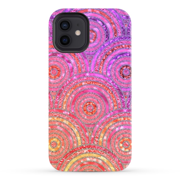 iPhone 12 StrongFit Multicolor Pink Gold Circles  by  Utart