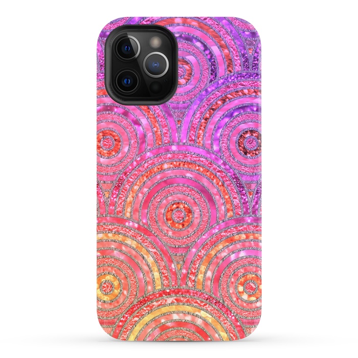 iPhone 12 Pro StrongFit Multicolor Pink Gold Circles  by  Utart