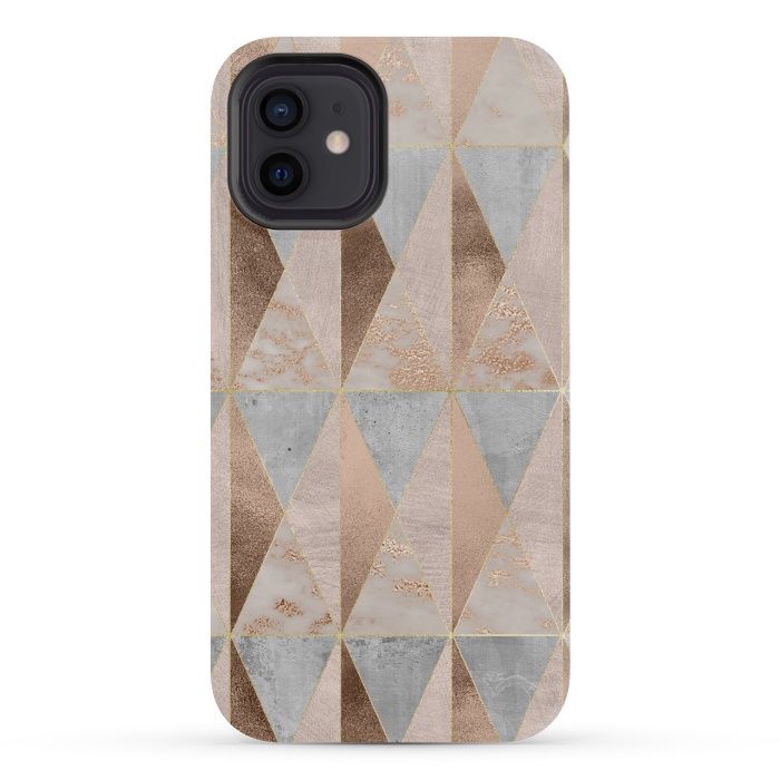 iPhone 12 mini StrongFit Modern Marble Geode Copper Triangle Argyle by  Utart