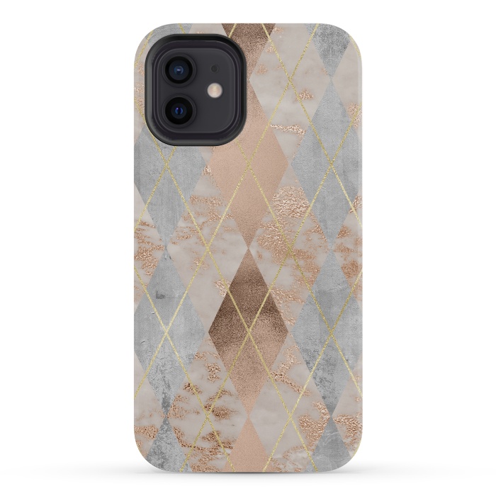 iPhone 12 mini StrongFit Trendy Argyle Marble and Concrete Copper Pattern by  Utart
