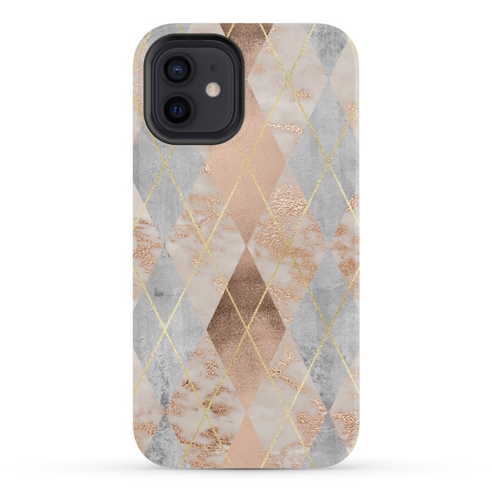 iPhone 12 StrongFit Trendy Argyle Marble and Concrete Copper Pattern by  Utart