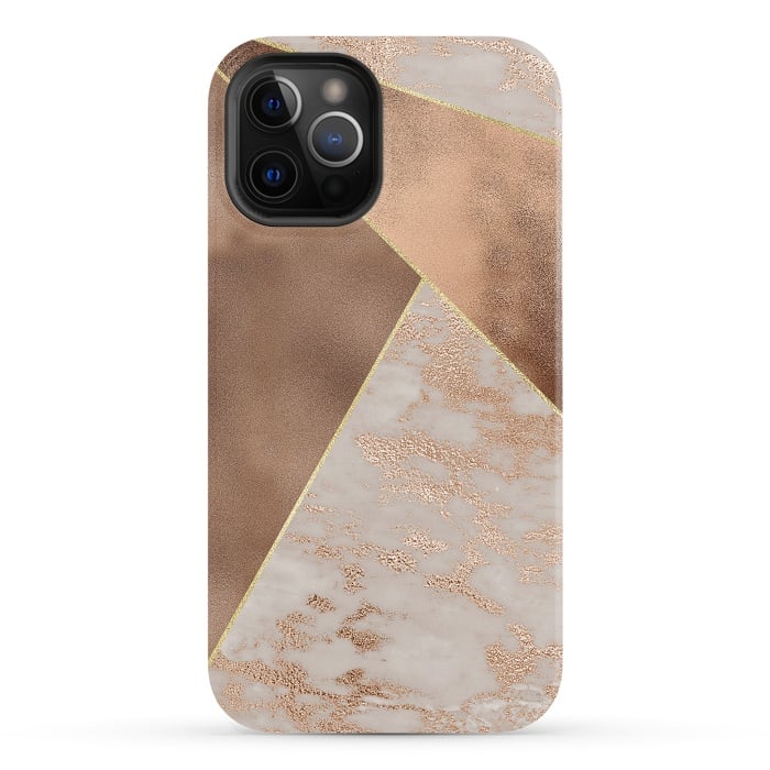 iPhone 12 Pro StrongFit Modern minimalistic Copper Marble Triangles  by  Utart