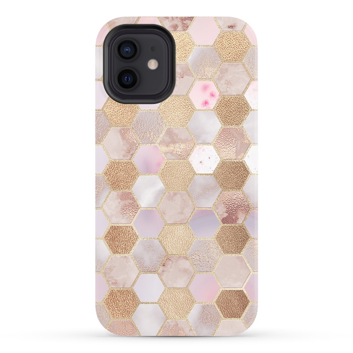 iPhone 12 StrongFit Rose Gold Copper Honeycomb Pattern by  Utart