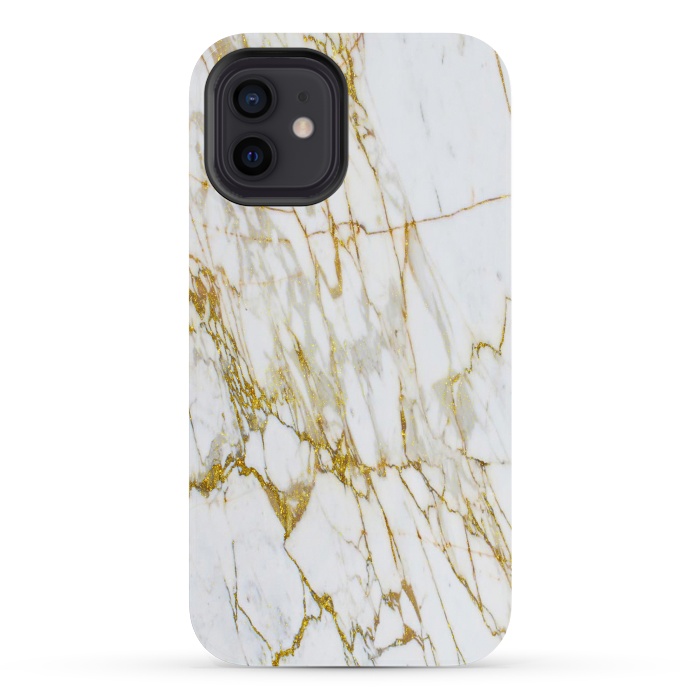 iPhone 12 mini StrongFit white gold marble by haroulita