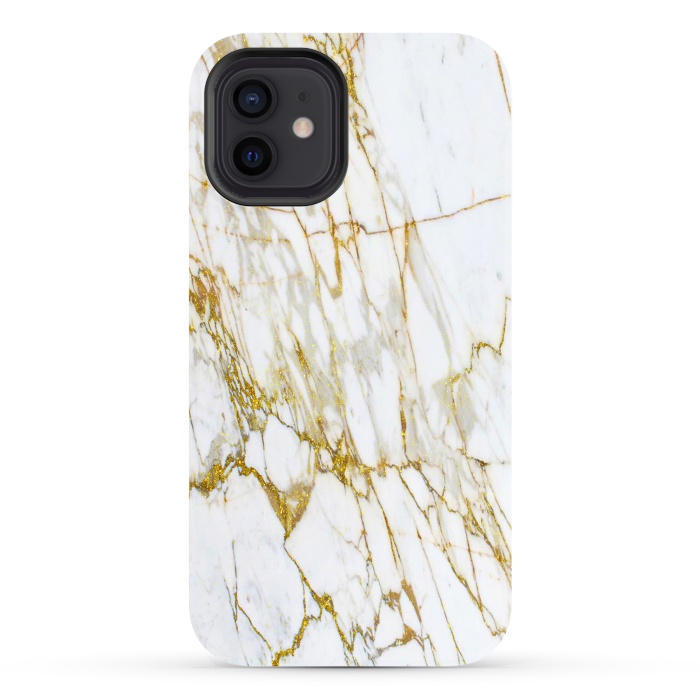 iPhone 12 StrongFit white gold marble by haroulita