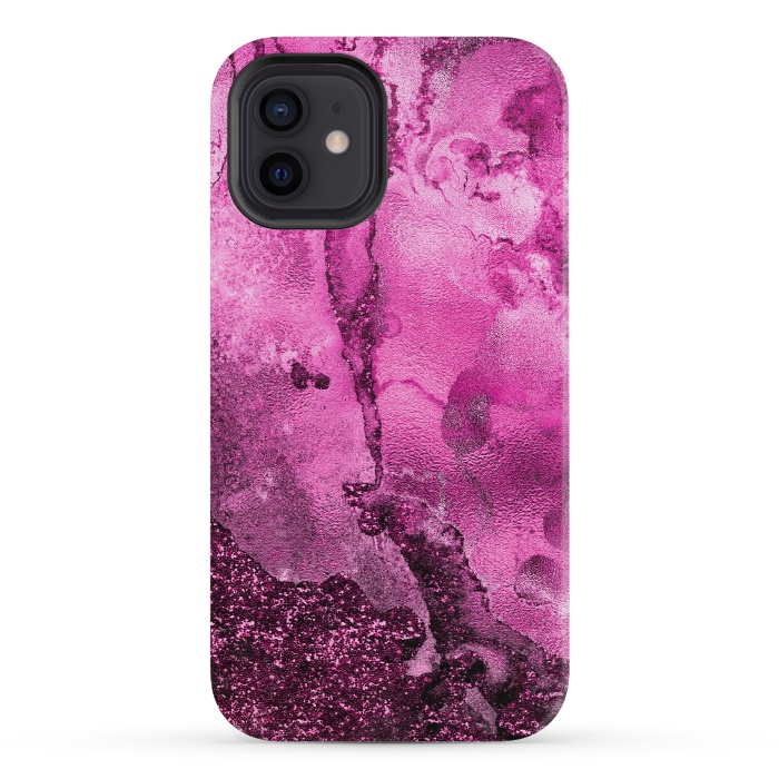 iPhone 12 mini StrongFit Purple and Pink Glittering Ink Marble by  Utart