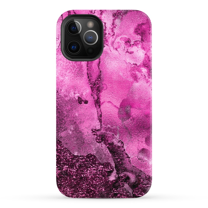 iPhone 12 Pro StrongFit Purple and Pink Glittering Ink Marble by  Utart