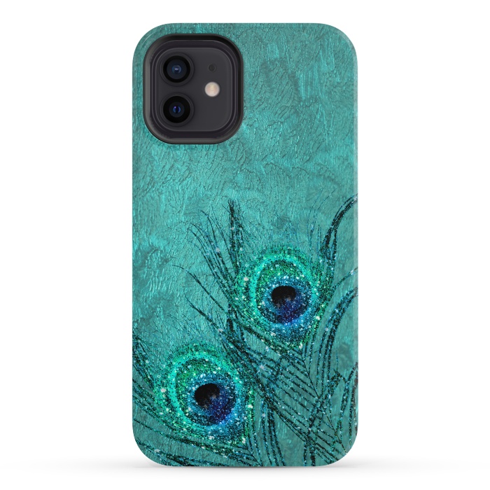 iPhone 12 mini StrongFit Peacock Sparkle Feathers by  Utart